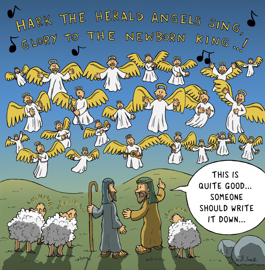 Angels Singing Carols Christmas Card - Nutty Nativity