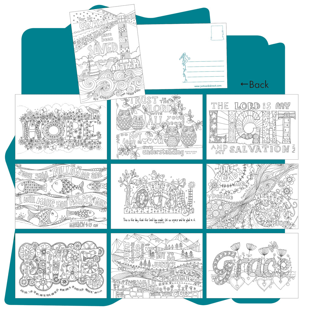 10 Images of Grace Colouring Postcards