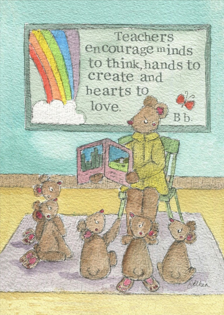 Teacher Print Hearts To Love Single Print