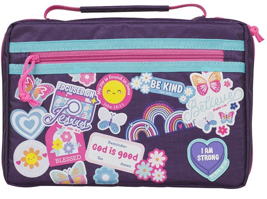 Shine For Jesus Stickers Purple Fashion Bible Cover (M)
