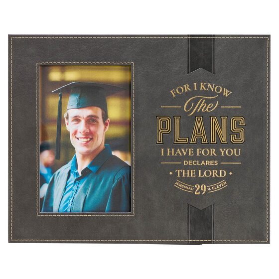 The Plans Charcoal Faux Leather Graduation Photo Frame