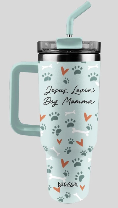 Dog Momma - 40 Oz Stainless Steel Mug with Straw
