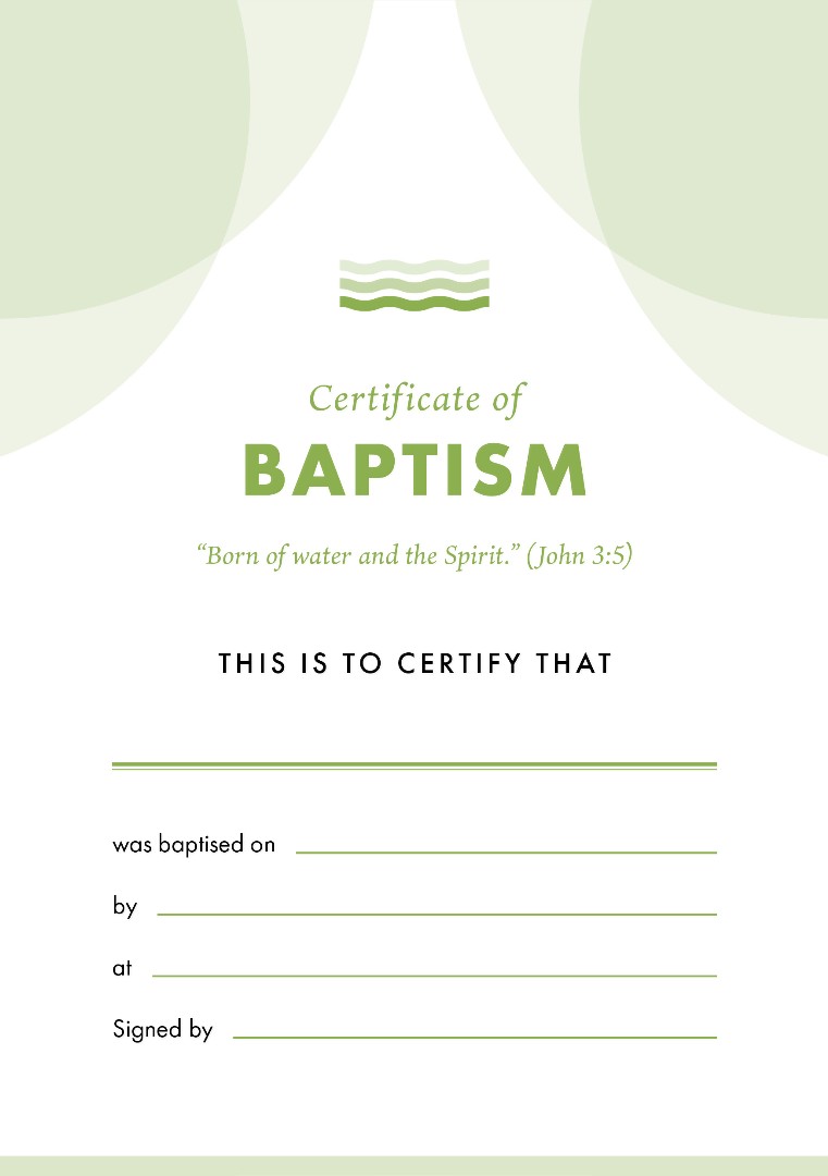 ETC Baptism Certificate A4 Portrait (pack of 10)