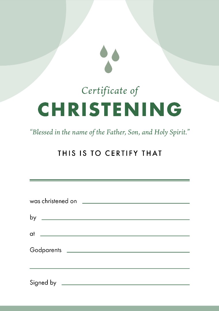 ETC Christening Certificate A4 Portrait (pack of 10)