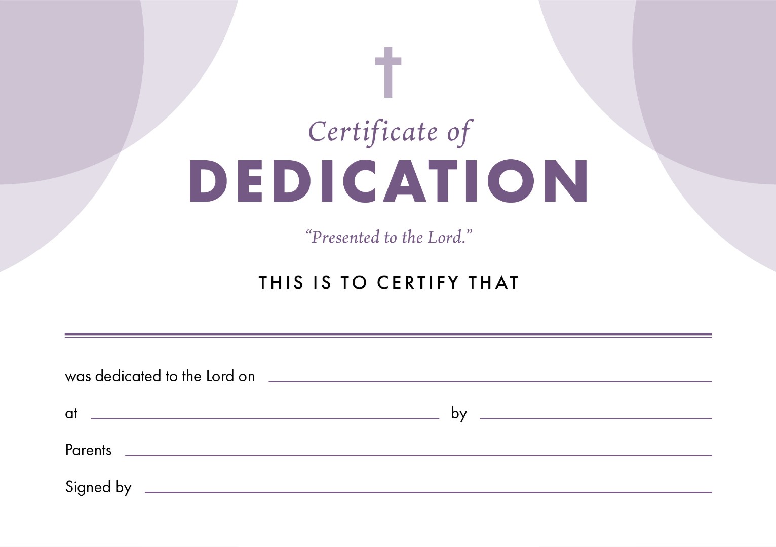 ETC Dedication Certificate A4 Landscape (pack of 10)