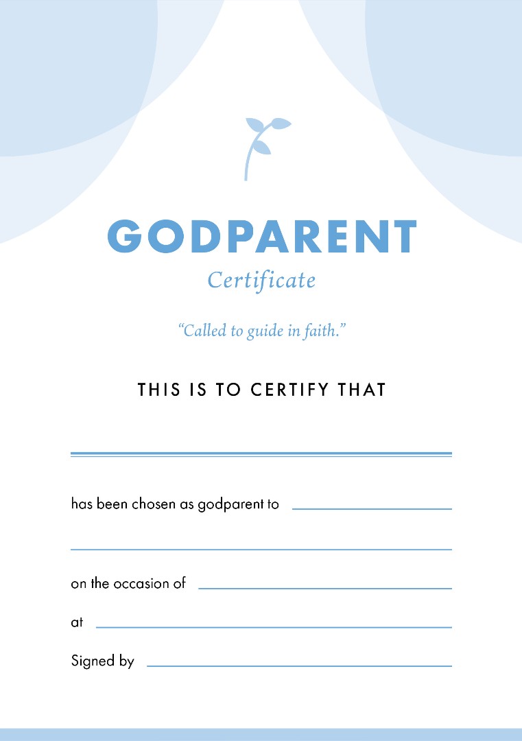 ETC Godparent Certificate A5 Portrait (pack of 10)