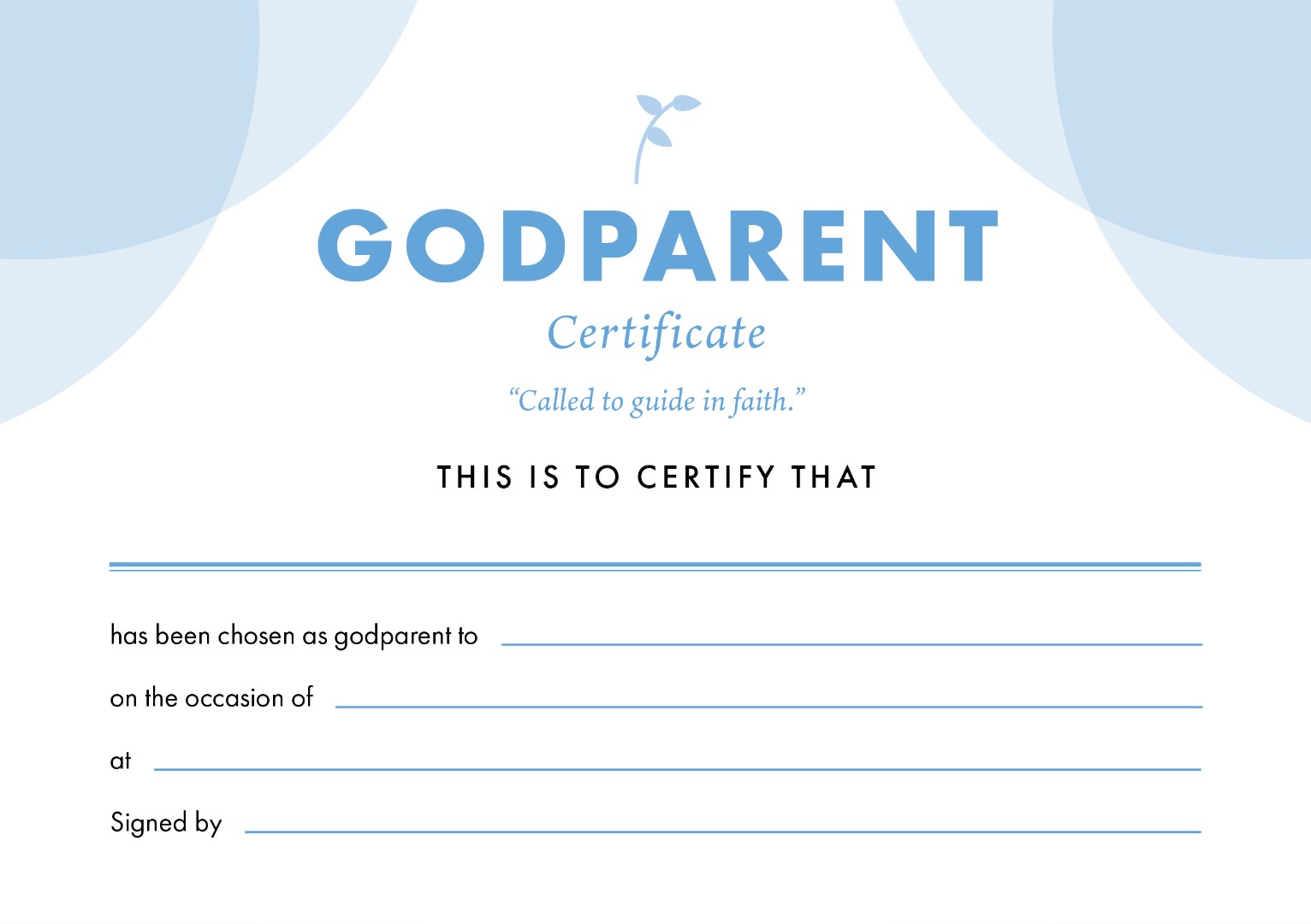 ETC Godparent Certificate A5 Landscape (pack of 10)