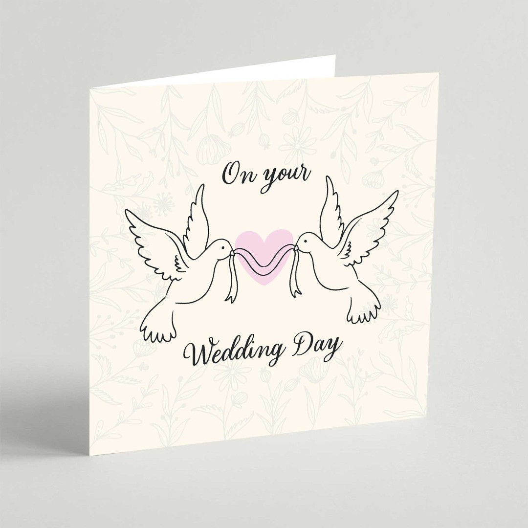 On Your Wedding Day Doves Square Card