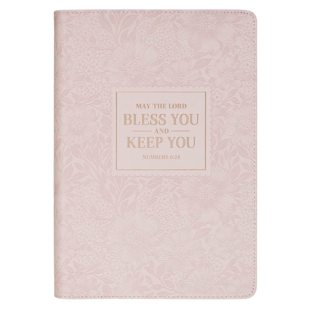 Bless and Keep You Blush Bloom Faux Leather Classic Journal