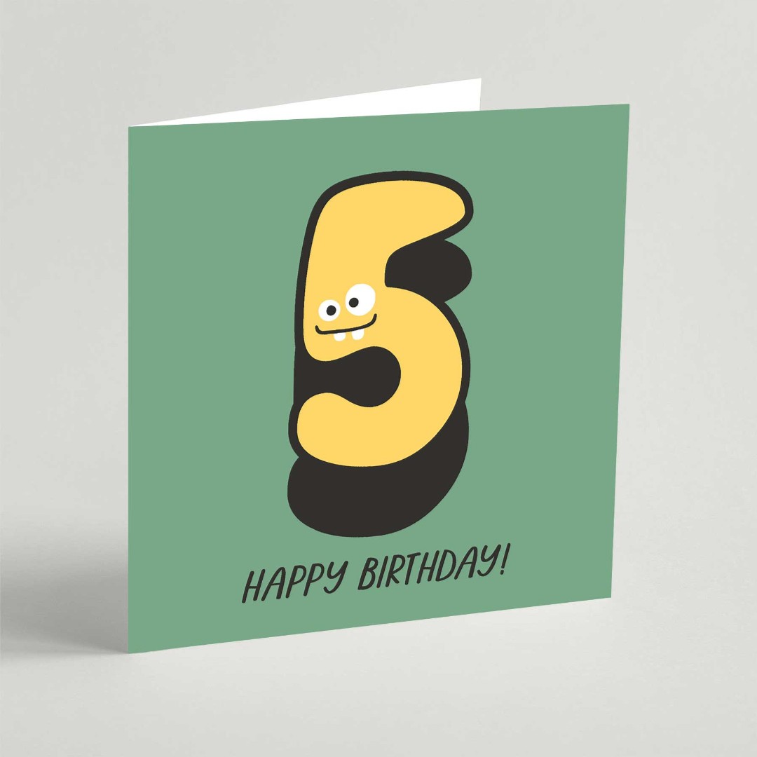Five Birthday Square Card (Pack Of 3)