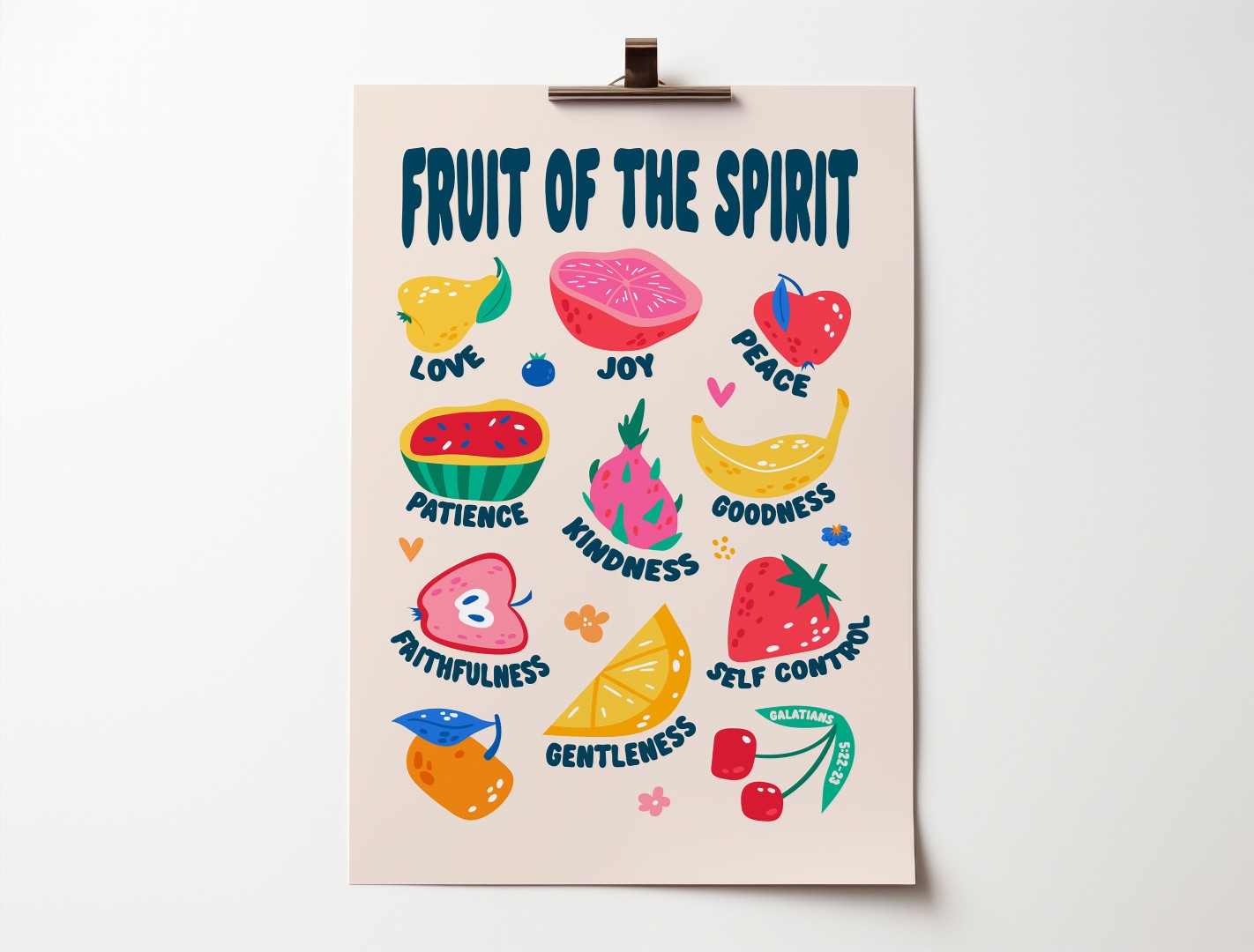 Fruit Of The Spirit A3 Poster, With Fruit Illustrations
