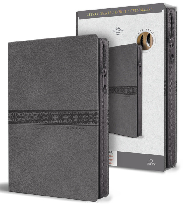 Biblia RVR 1960 Tamaño manual, letra gigante, piel gris