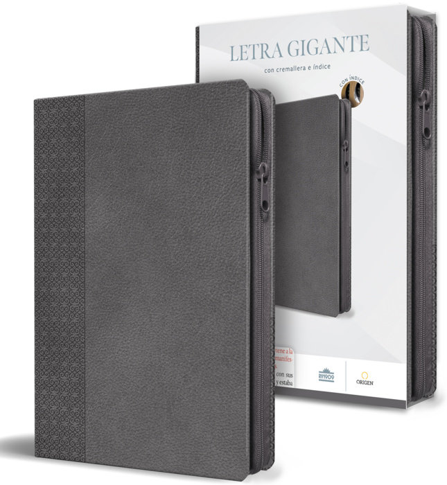 Biblia Reina Valera letra gigante, símil piel gris