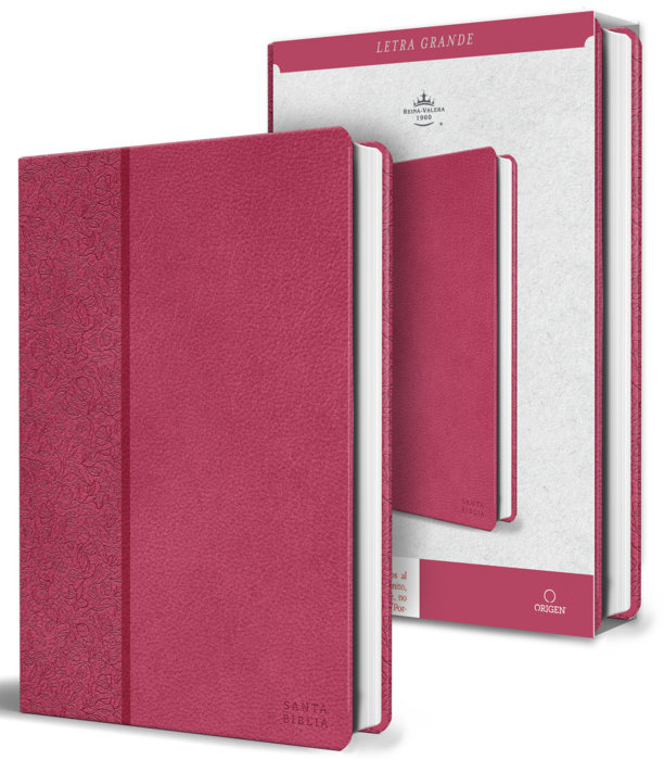 Biblia RVR 1960 letra grande tamaño manual Símil piel rosada
