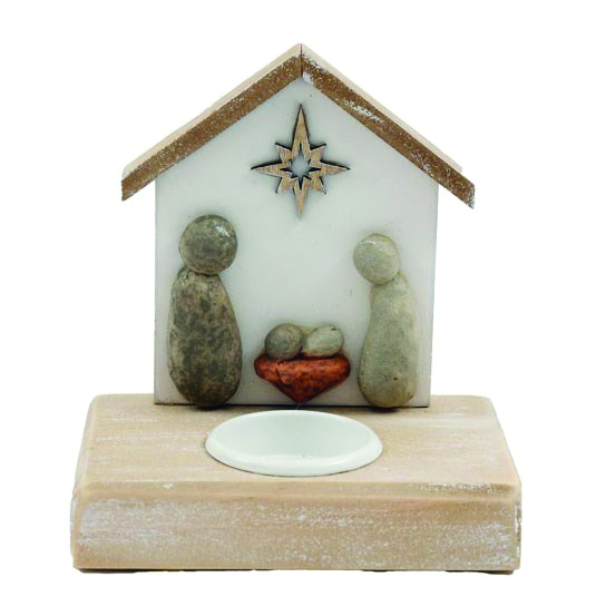 Pebble Nativity Tealight