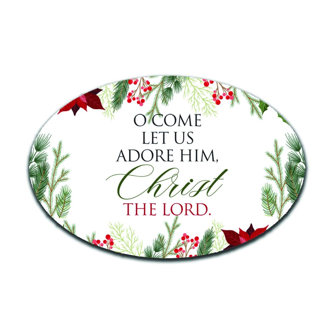 O Come Let Us Adore Him - Oval Fridge Magnet