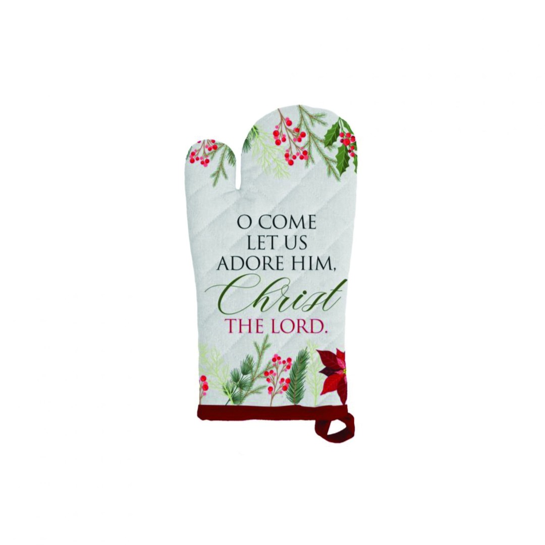 O Come Let Us Adore Him Oven Gloves (Pair) - 100% Cotton
