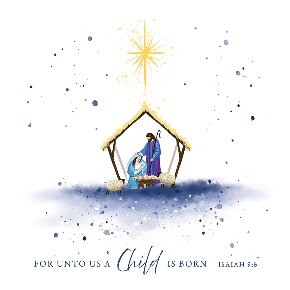 Watercolour Nativity Christmas Cards (Pack Of 10)