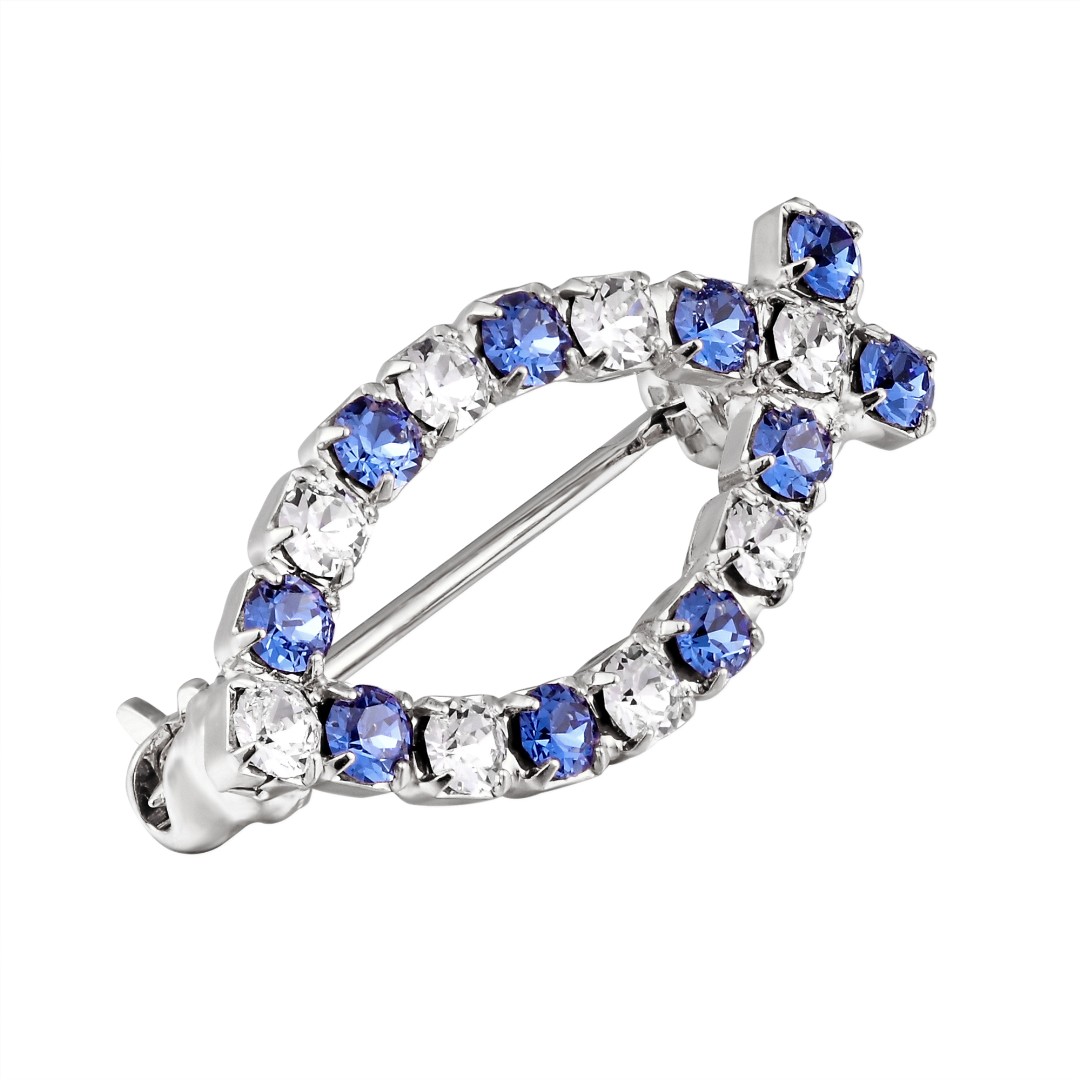 Blue & Clear Swarovski Crystal Fish Brooch