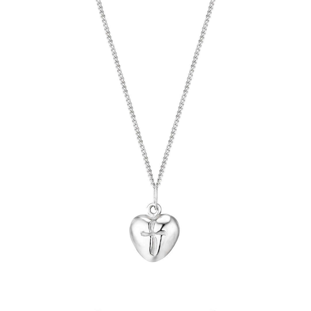 Curved Heart Pendant With Cross Centre