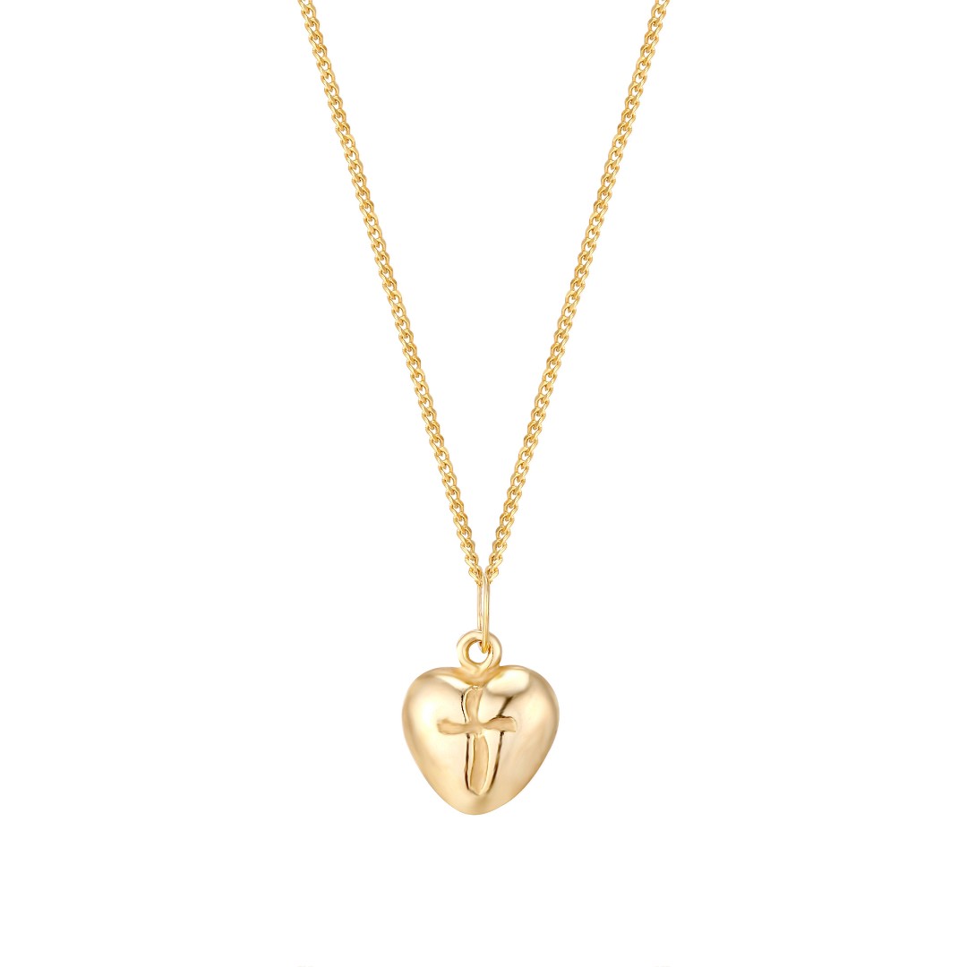 Curved Heart Pendant With Cross Centre