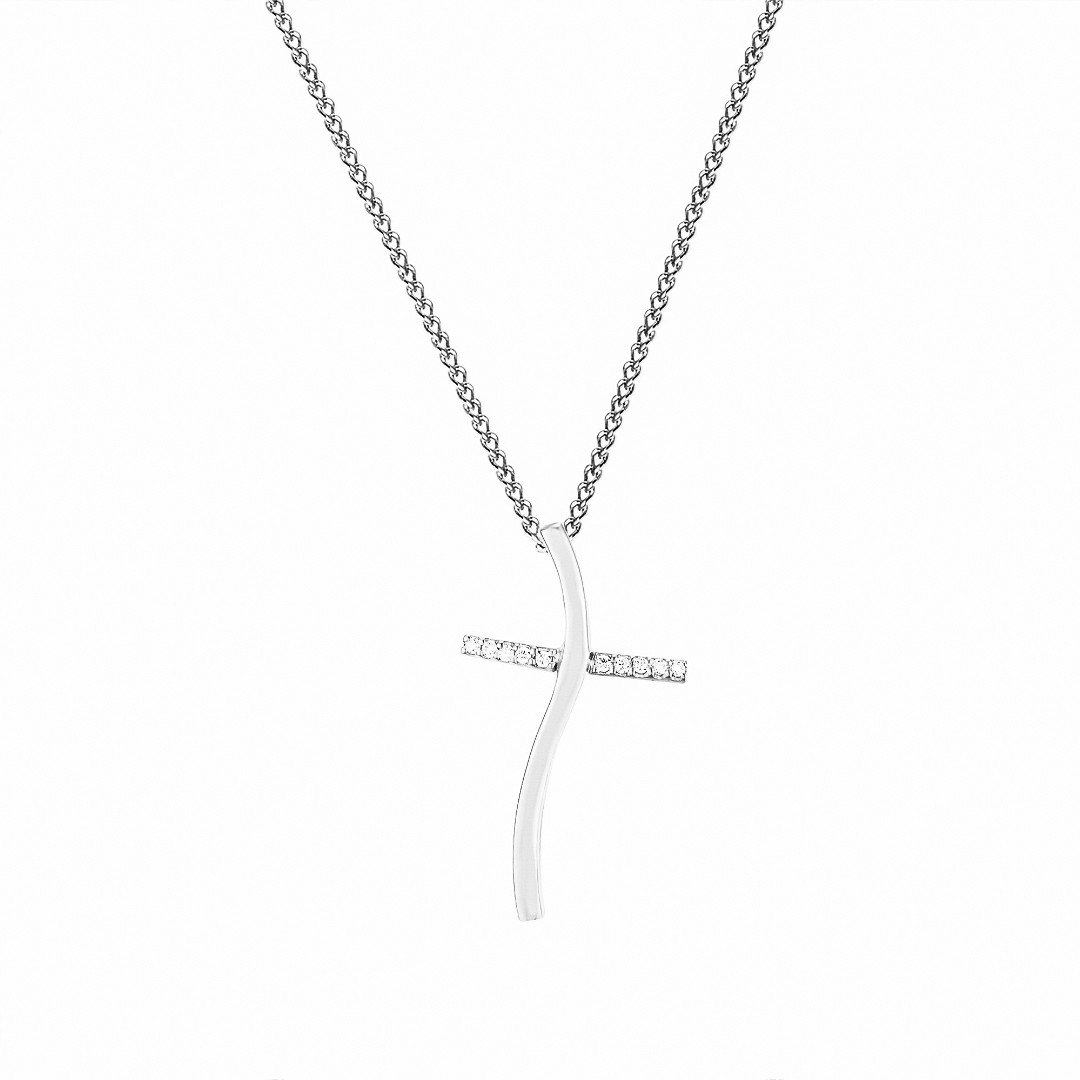 CZ Wavy Cross Pendant