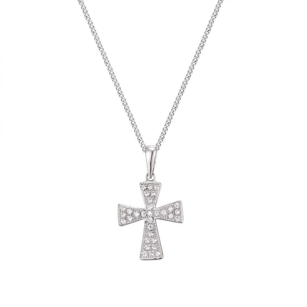 Small Pave-Set Cz Cross Pendant