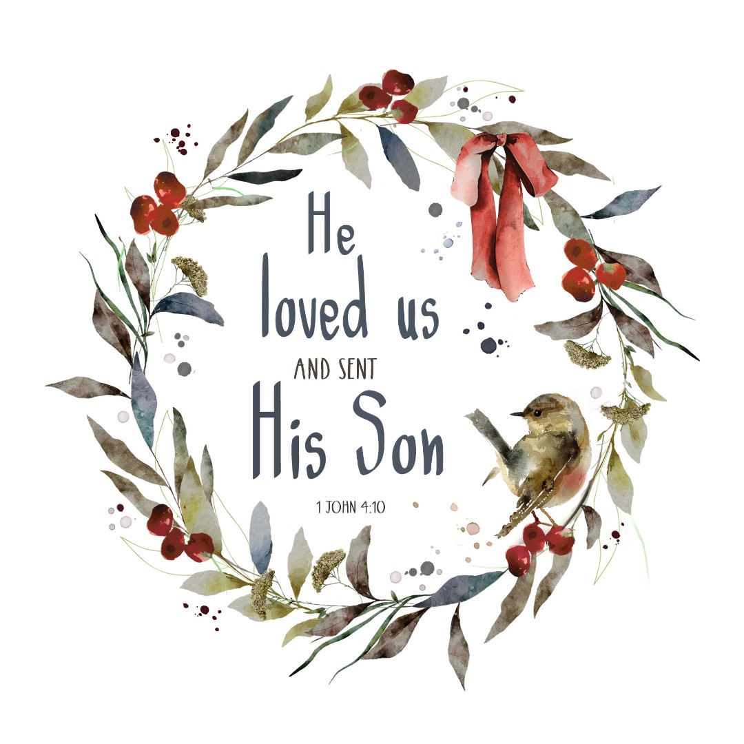 Robin Wreath Christmas Card