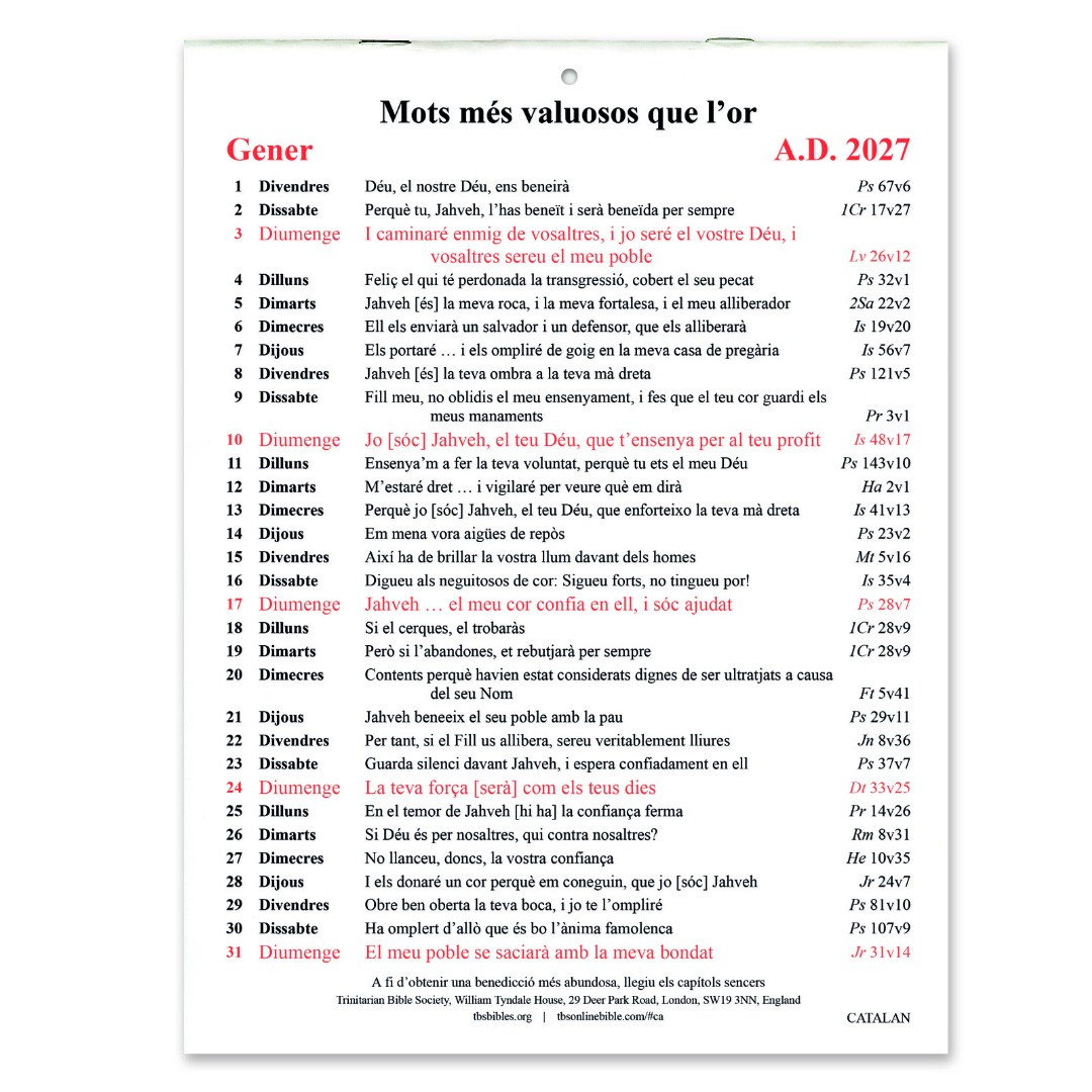 Catalan Golden Thoughts Calendar 2027
