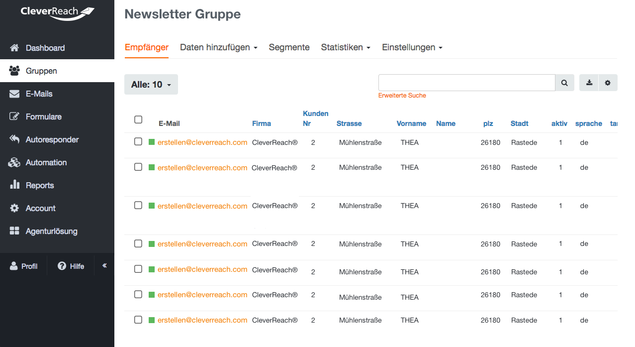Mit CleverReach® Empfänger verwalten – Importfunktion aus CSV- oder XLS-Dateien, Segmentierung Ihrer Kudnengruppen, Blacklisting - CleverReach® bietet Ihnen viele Lösungen für Ihre Newsletter-Kampagnen.