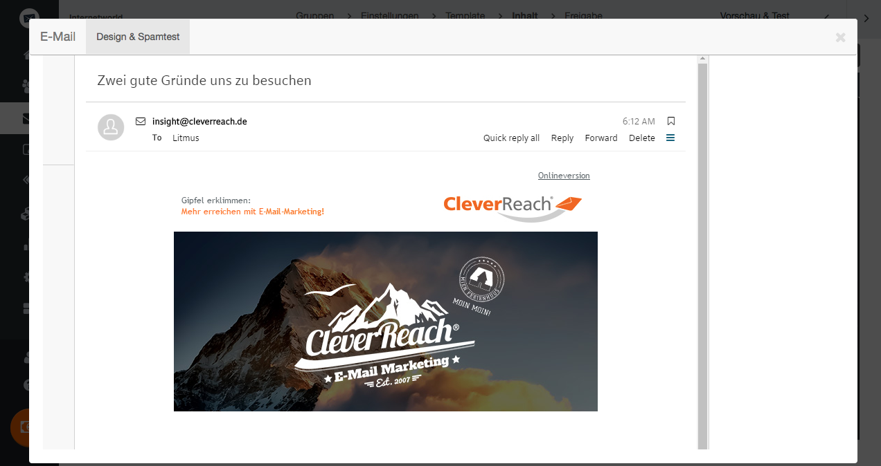 screenshot: Perfektes Aussehen Ihres Newsletters in allen Posteingängen