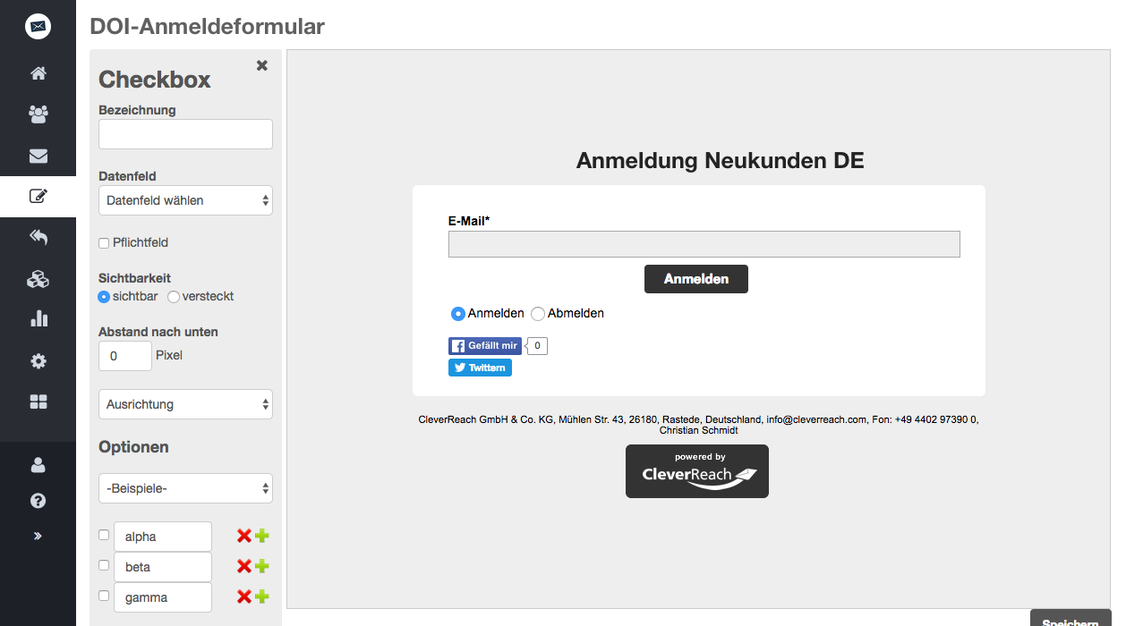 screenshot: Formular konfigurieren