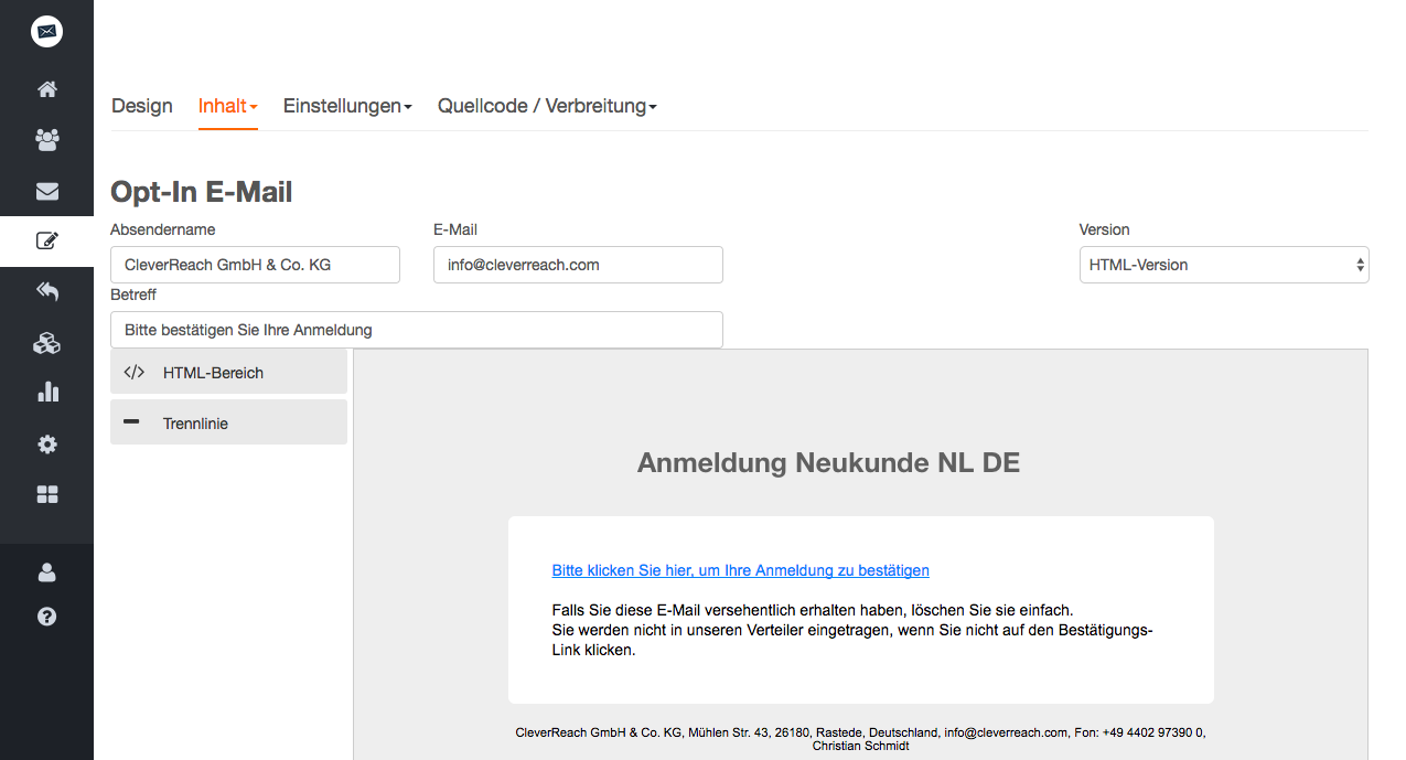 screenshot: So einfach erstellen Sie Ihr kostenloses DOI-Anmeldeformular für Ihren Newsletter