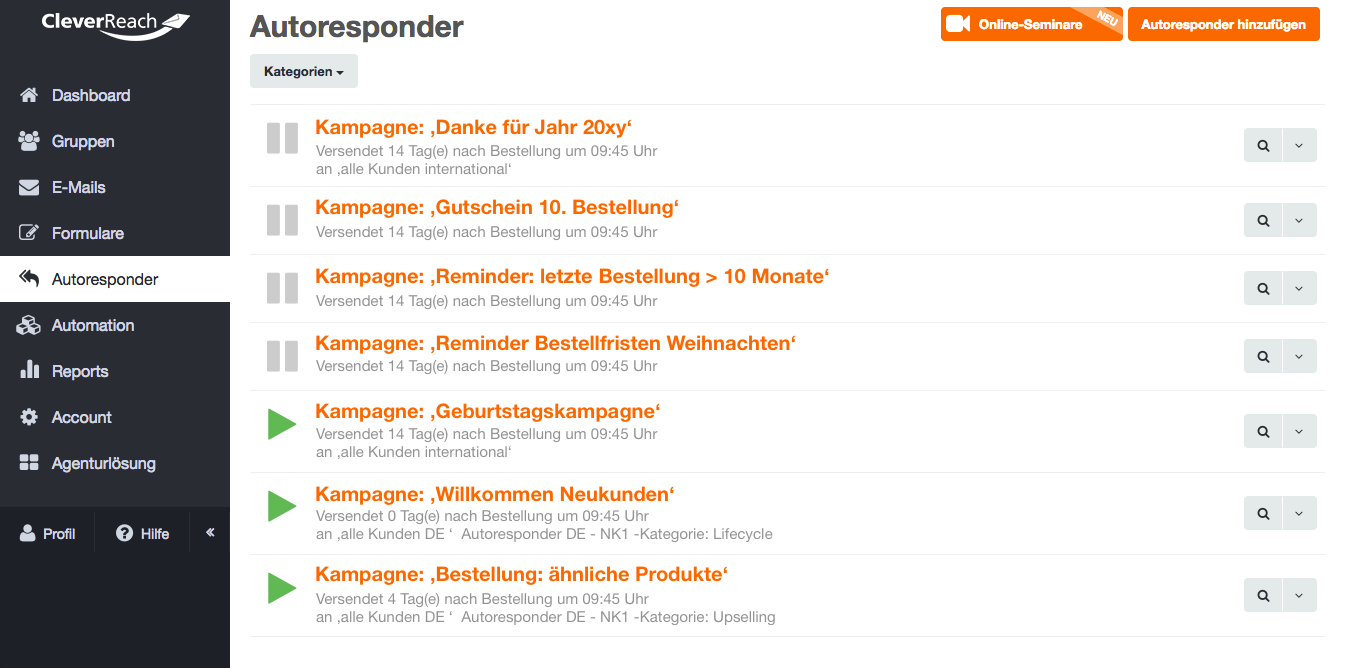 screenshot: Mit Autoresponder und Follow-Ups automatisiert E-Mails versenden
