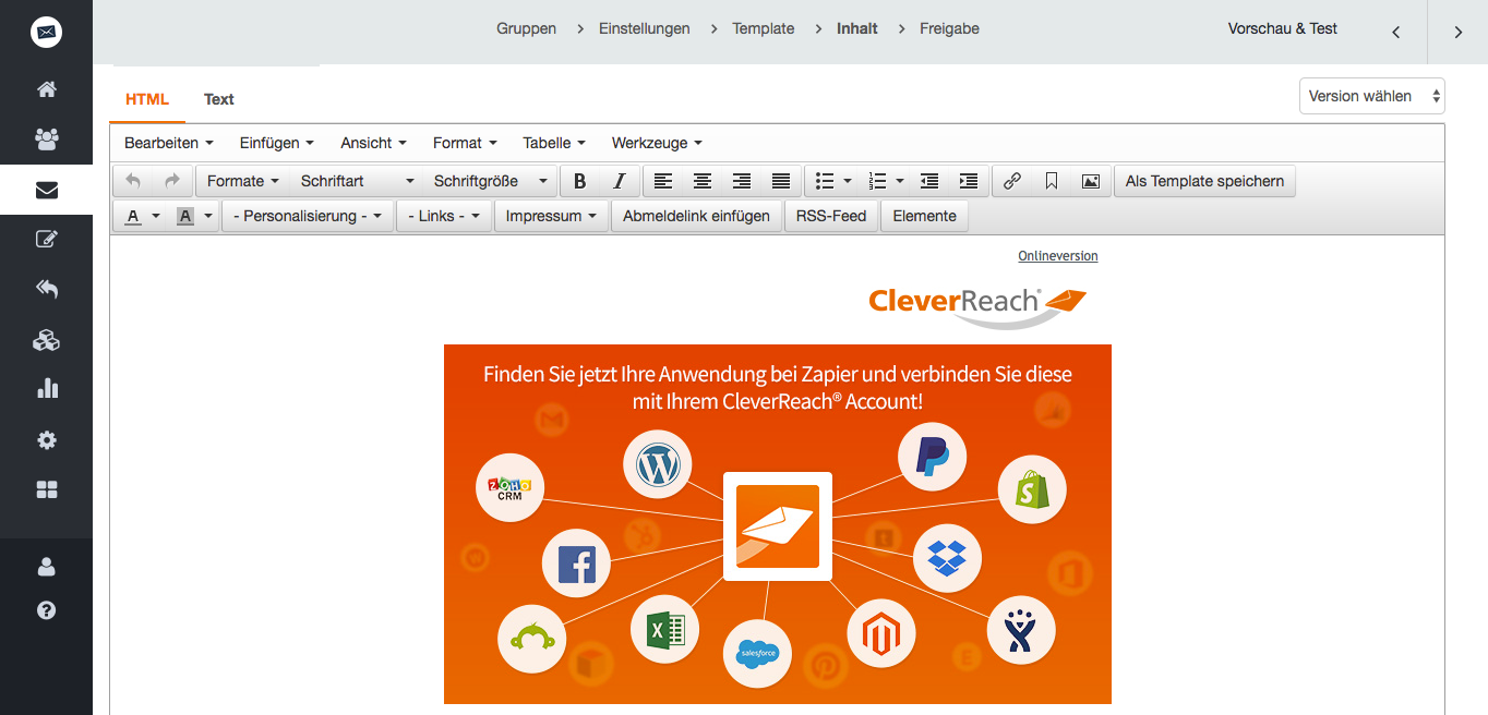 screenshot: Für Profis: Finetuning im HTML- oder Quelltext-Modus