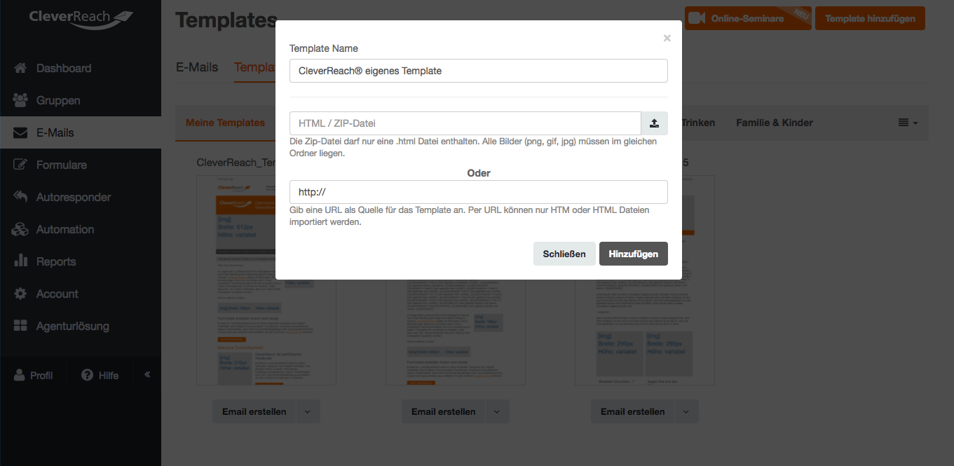 screenshot: So erstellen Sie selbst Ihr Newsletter-Template