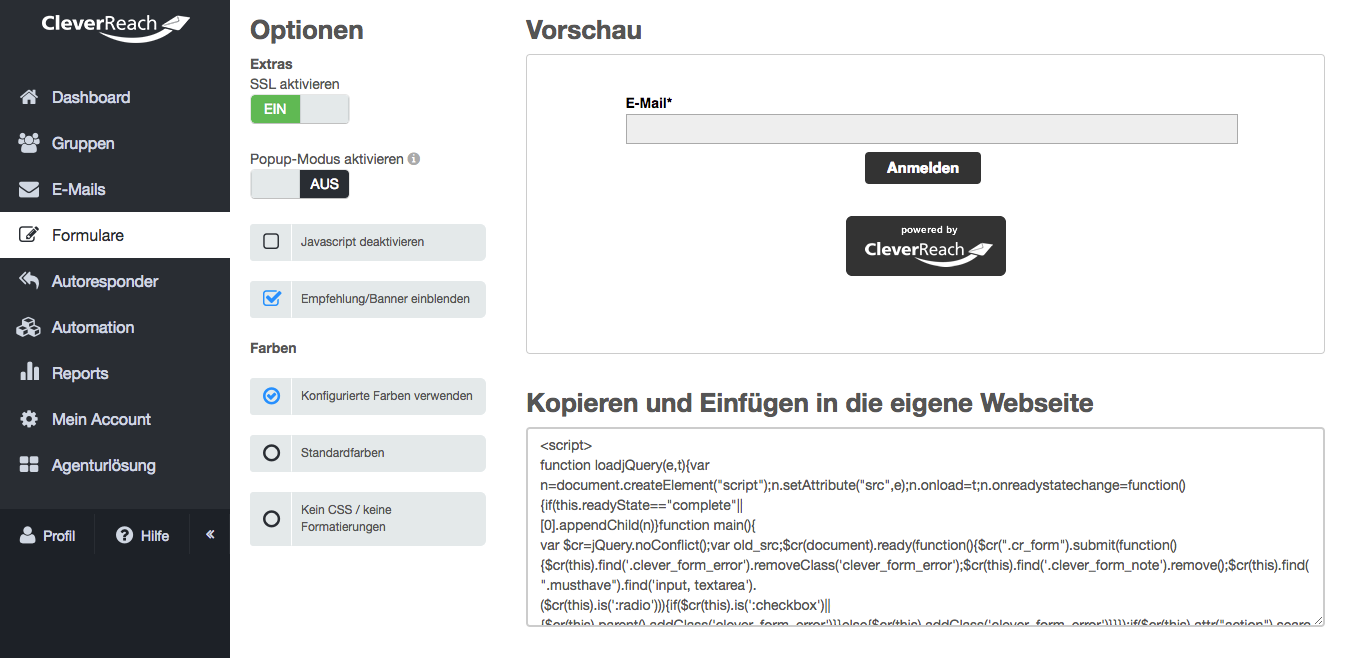 screenshot: So aktivieren Sie SSL in Ihren Formularen