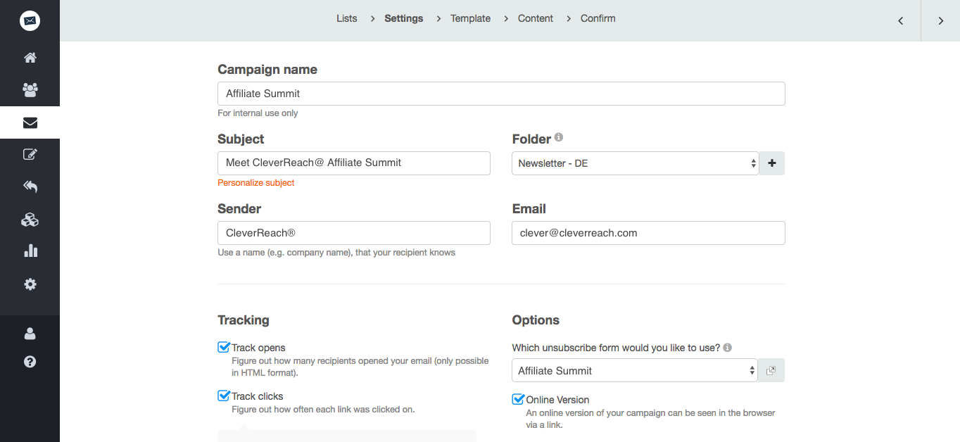 screenshot: Choosing the right return address