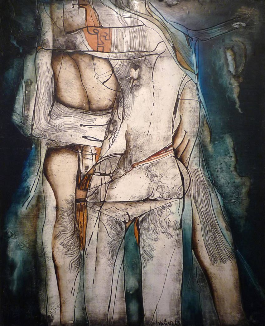 Liebespaar I  1963 Mischtechnik auf Holz (120 x 94,5 cm) © Sara Valier & Galleria Alessandro Casciaro