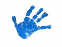 immagine impronta blu mano bambino