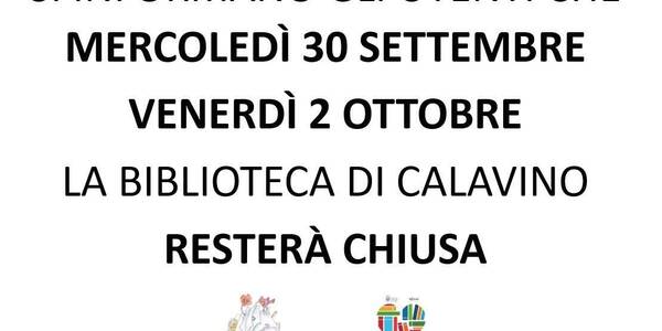Immagine decorativa per il contenuto Le prossime chiusure delle Biblioteche di Calavino e Sarche
