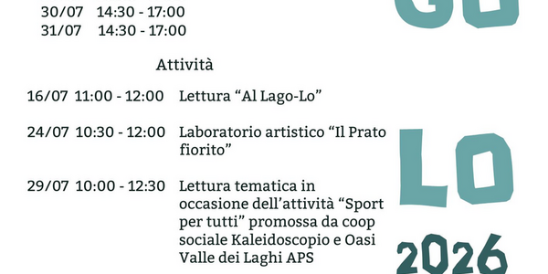 Immagine decorativa per il contenuto Anche quest'estate la biblioteca va al LagoLo!