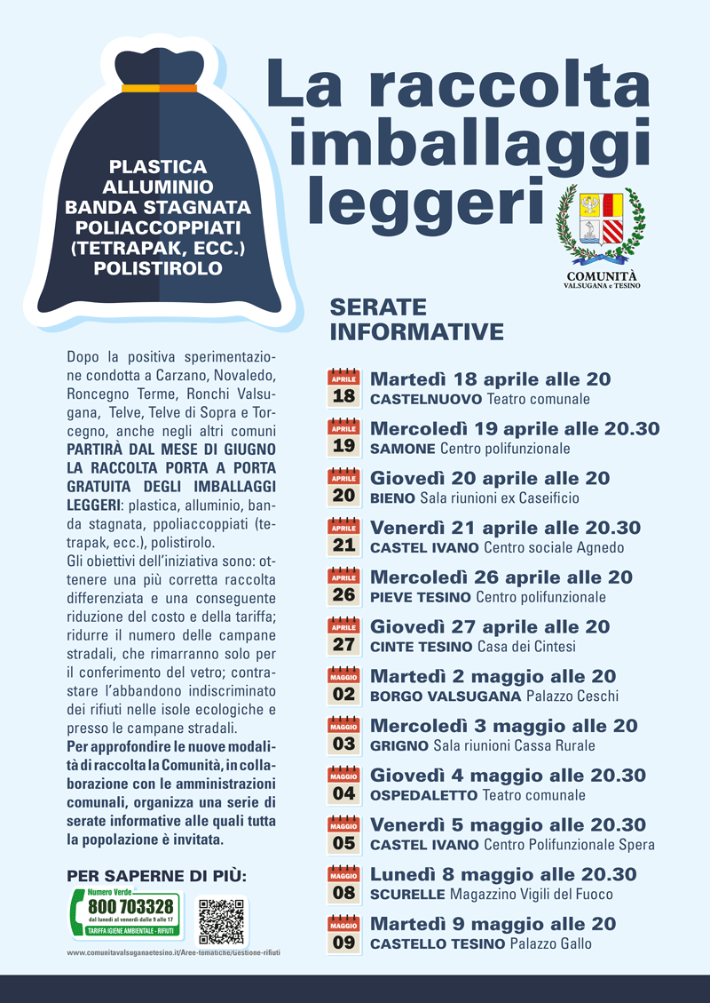 La raccolta degli imballaggi leggeri: le serate informative