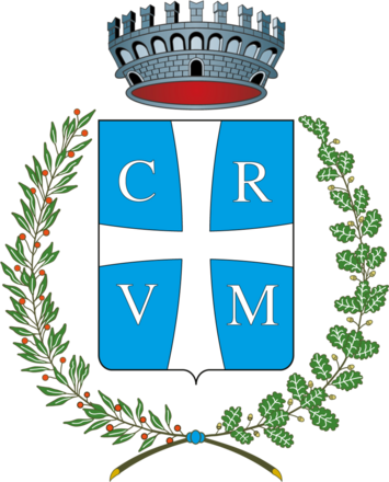 D'azzurro alla croce patente d'argento accantonata dalle maiuscole C, R, V, M dello stesso. Corona: Murale di Borgata. Ornamenti: A destra una fronda d'alloro fogliata al naturale e fruttifera di rosso; a sinistra una fronda di quercia fogliata e ghiandifera al naturale legate da un nodo d'azzurro
