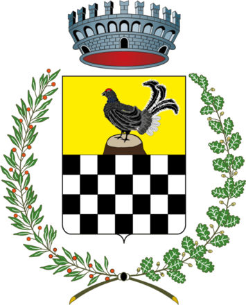 Troncato: nel PRIMO d'oro al fagiano di monte su una ceppaia d'abete, il tutto al naturale; nel SECONDO scaccato di 28 pezzi di nero e d'argento.