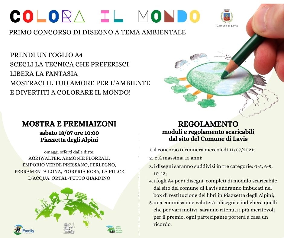 Immagine: Post FB di COLORA IL MONDO 1° concorso di disegno dedicato all'ambiente