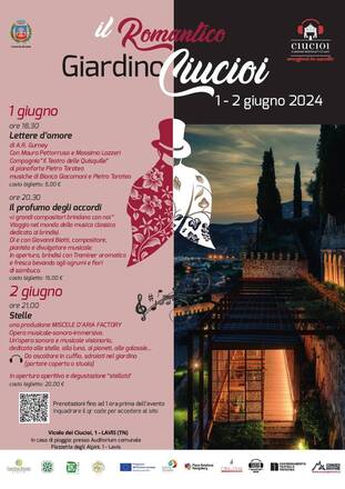 Ai Ciucioi “Il romantico giardino”. Tre spettacoli con degustazioni abbinate Ai Ciucioi “Il romantico giardino”. Tre spettacoli con degustazioni abbinate