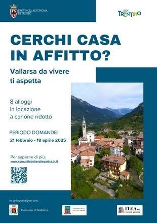 Progetto “VALLARSA DA VIVERE”: approvate le graduatorie per la locazione di n. 8 alloggi a canone ribassato