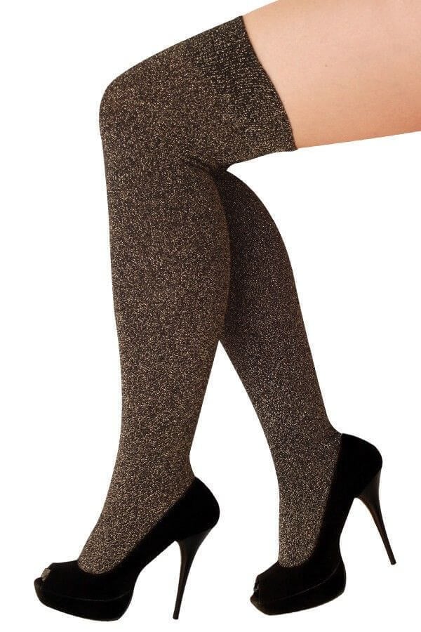 Overknee kousen lurex goud
