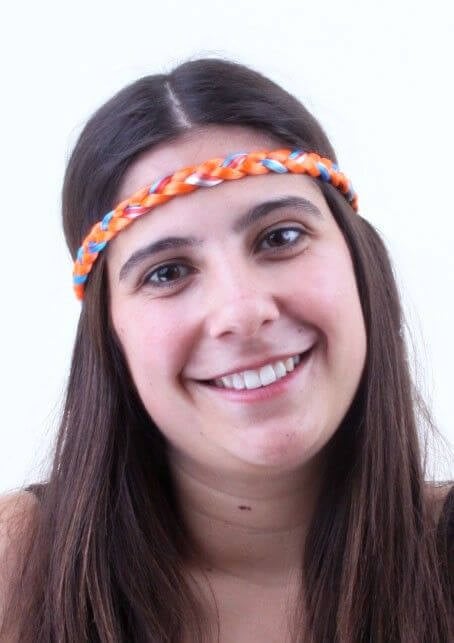 Hoofdbandje gevlochten rood/wit/blauw/oranje 24 cm